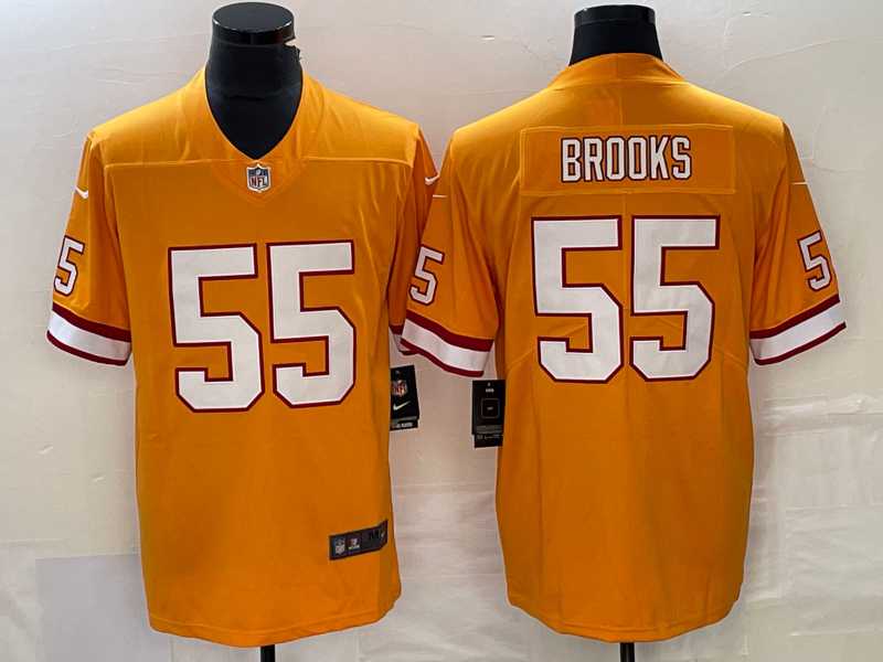 Mens Tampa Bay Buccaneers #55 Derrick Brooks Yellow Limited Stitched Throwback Jersey